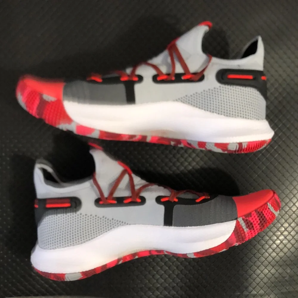 Under Armour Curry 6 Grey Grimson Mens Basketball Shoes - Picture 5 of 10
